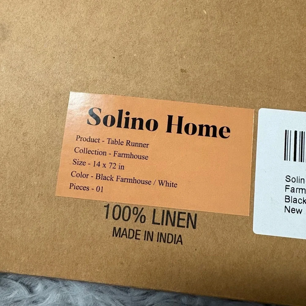 Solino Home Farmhouse Table Runner Black White Stripe 14